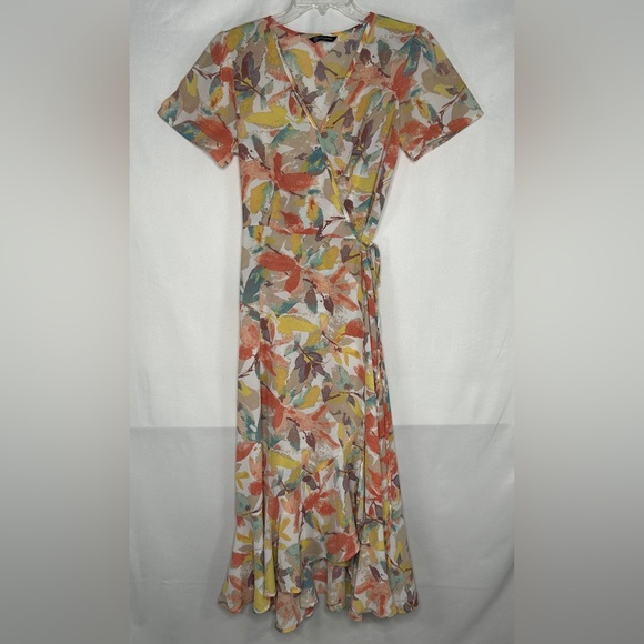 PrettyGarden Dresses & Skirts - Pretty Garden Summer Wrap Maxi Dress Asymmetrical Ruffle Hem Boho Sz S